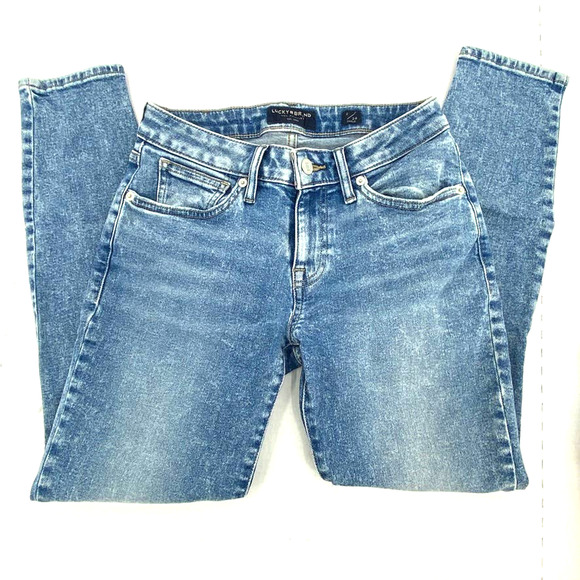 Lucky Brand Jeans Women 2/26 Skinny Ankle Distressed Light Wash Low Rise Denim - Picture 1 of 8